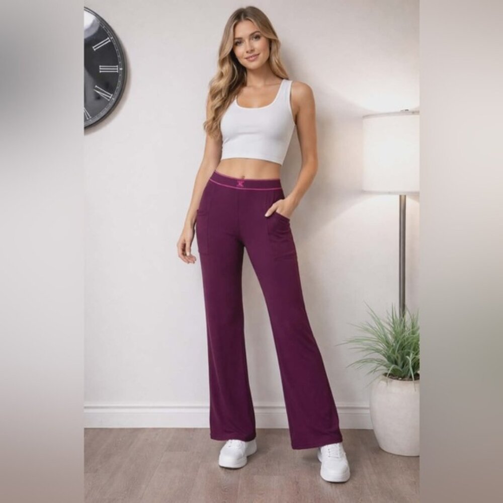 NWT Juicy Couture Sport Flare Leggings in Deep Raspberry and Bright Pink Size S